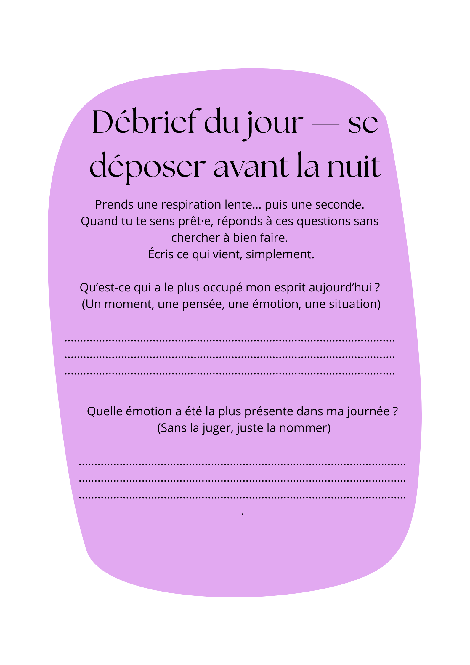 Le rituel du soir : Le carnet - format PDF